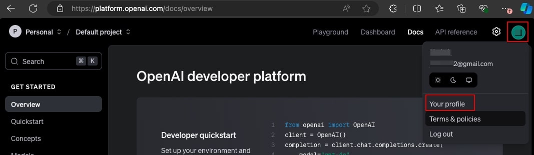OpenAI社のAPIキーの取得方法05
